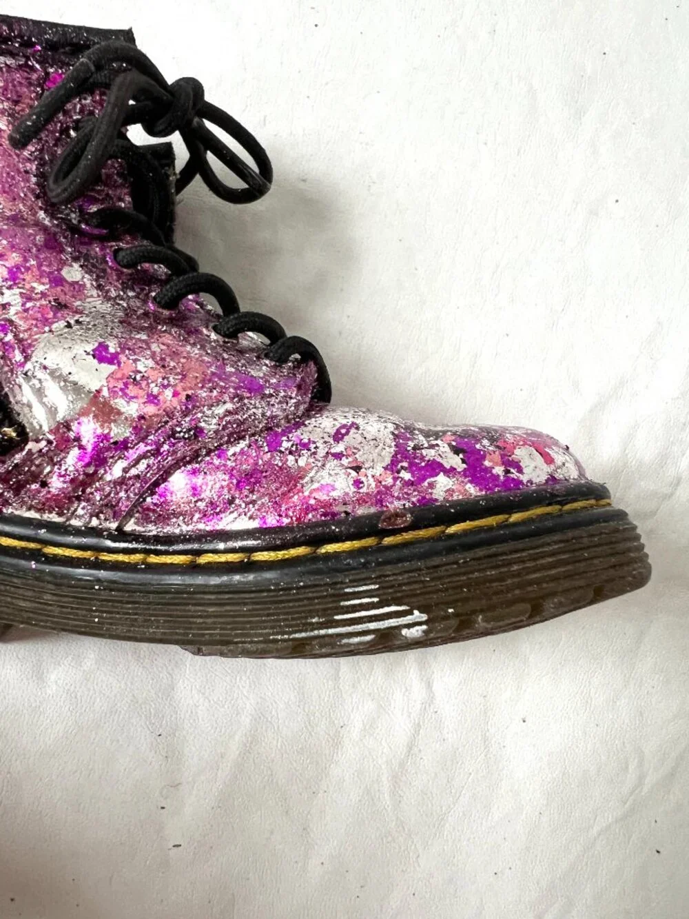 Dr Martens Boots 1460 T metallic purple pink leather toddler baby size 7 zip up